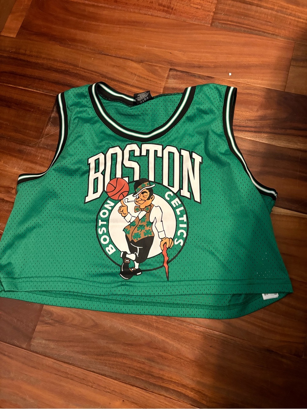 NBA Boston Celtics Green Mesh Cropped Jersey Tank Top Women’s Size L (677)